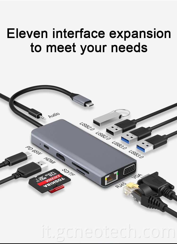 11-in-1 Type-C usb hub docking station